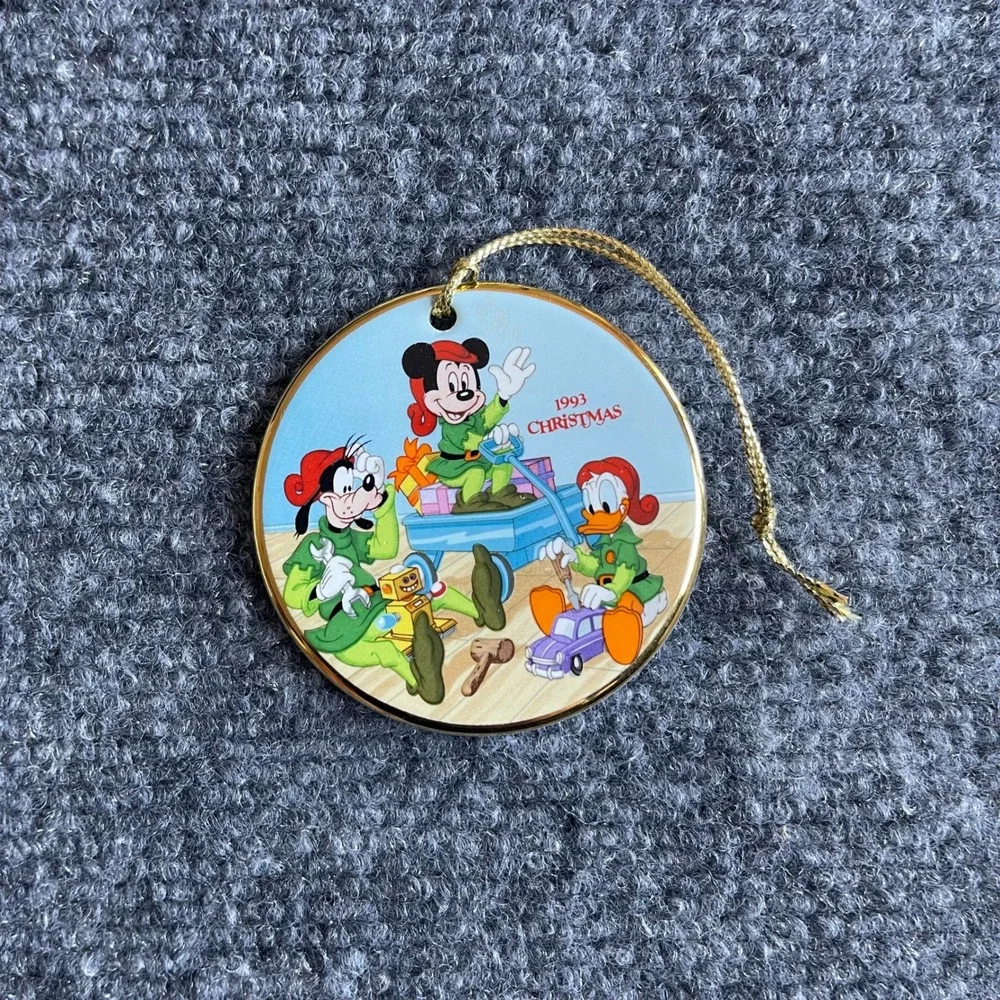 Vintage 1993 Disney Grolier Santa's Workshop Mickey Goofy Donald Ornament Box